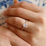 MPJ Exclusive Diamond Mountings 14K Gold Rosé Diamond Accented Pear 1.5 Carats, 8x6 MM Engagement Ring - 0.08 Carats Accent Diamonds