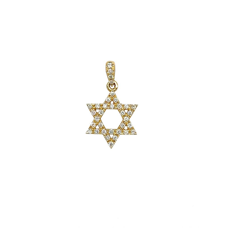 Elegant Diamond Necklaces & Pendants 18K Gold Yellow 0.16 Carats Diamond Drop 19mm Star of David Pendant