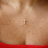 Elegant Diamond Necklaces 14K Gold Yellow Lab Grown 0.57 Carats Diamond 18x13.3mm Cross Pendant Necklace - 18 Inch