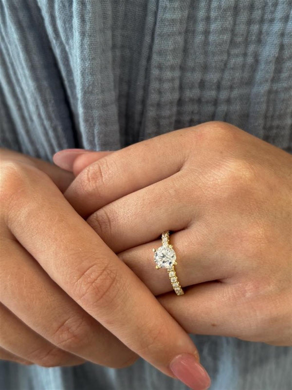 Yellow 18 Karat Gold .35 Carats Diamond Stackable Round Engagement Ring
