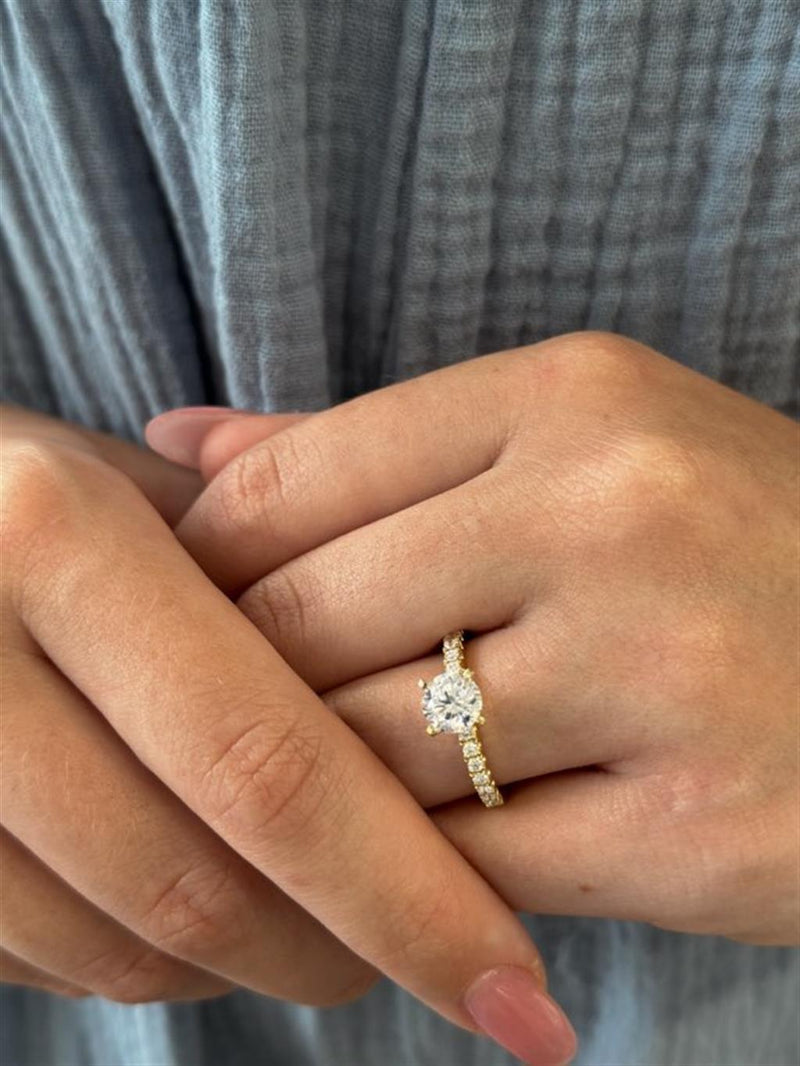 Yellow 18 Karat Gold Carats Diamond Stackable Round Engagement Ring