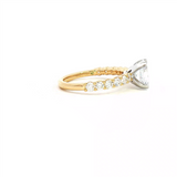 MPJ Exclusive Diamond Mountings 14K Gold Two-Toned Diamond Accented Oval 1.50 Carats, 8x6 MM Engagement Ring - 0.66 Carats Accent Diamonds