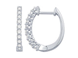 Classic & Contemporary 14K White Gold 0.33 Carats Diamond Medium Hoop Earrings
