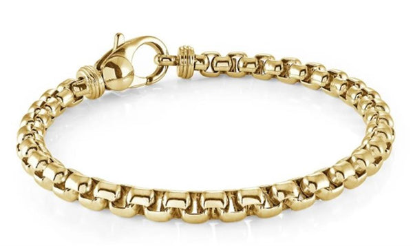 Bold & Stylish Alternative Metal Bracelets Yellow Gold Ion Plated Stainless Stee 4MM Boxl Link Bracelet, 8.5 Inch