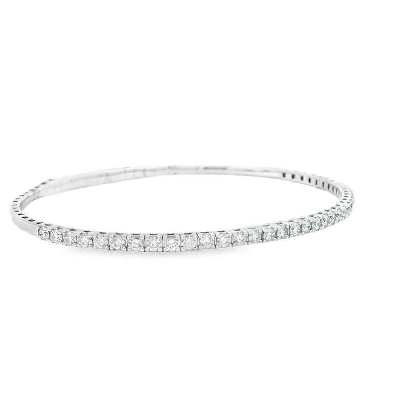 Sophisticated & Timeless Diamond Bracelets 14K Gold White & Titanium Flex Bangle Bracelet - 0.98 CTW, Size 6 Inch