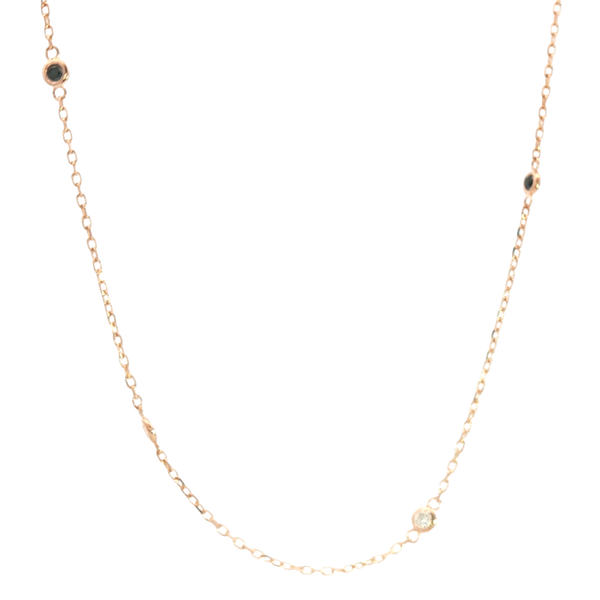 Elegant Diamond Necklaces 14K Rosé Gold 0.31 Carats Black & White Diamond Station Necklace - 18 Inch