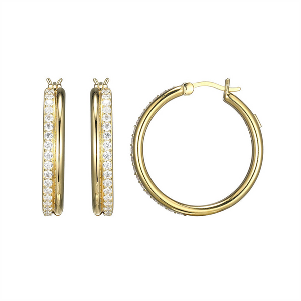 Yellow Silver Plate Medium Hoop Earrings