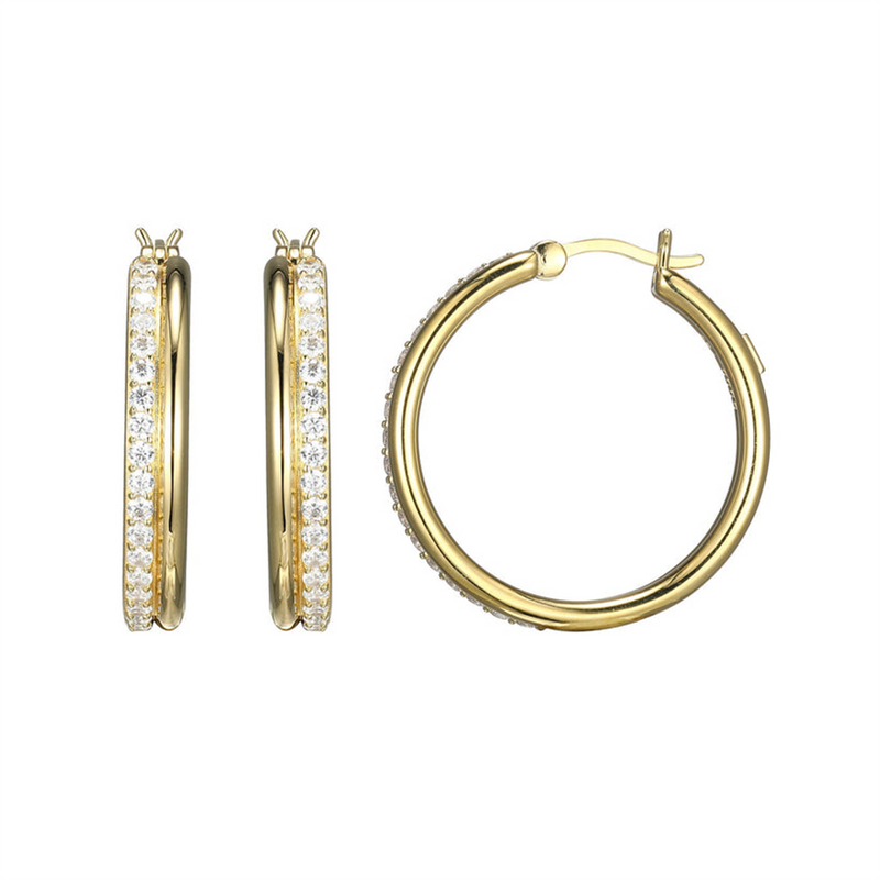 Yellow Silver Plate Medium Hoop Earrings