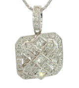 Elegant Diamond Necklaces & Pendants 18K White Gold Square Cushion 0.72 Carats Diamond Cluster Pendant