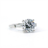 Elegant Diamond Mountings Platinum Diamond Accented Round 3.0 Carats, 9.0 MM Engagement Ring - 0.37 Carats Accent Diamonds