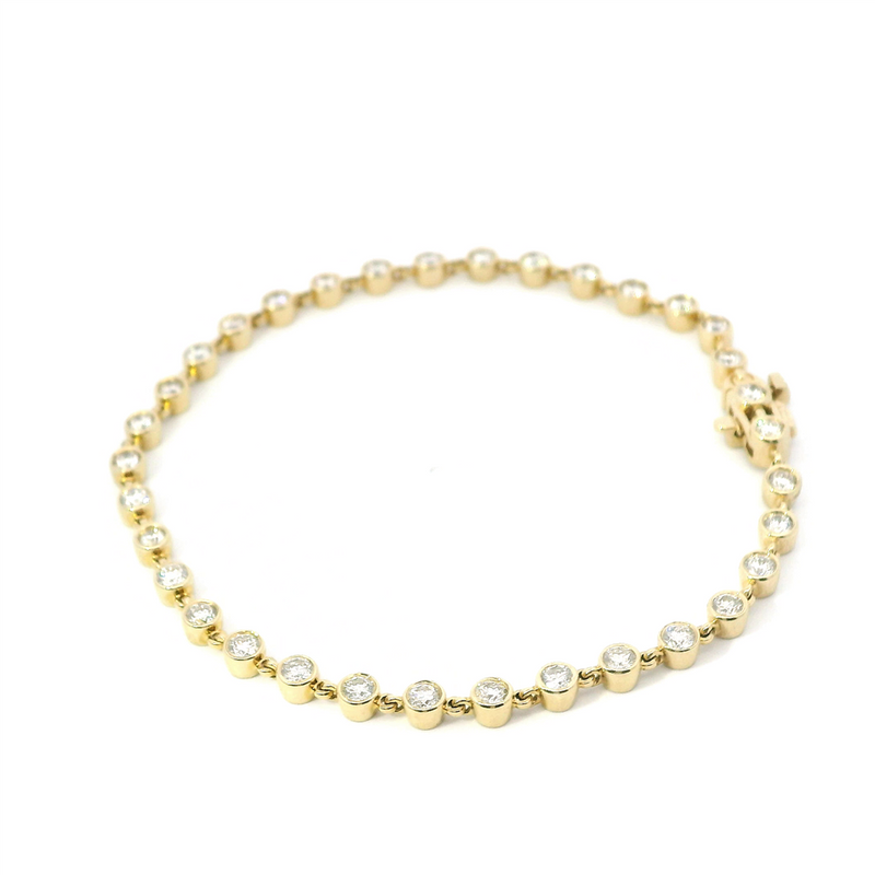 Sophisticated & Timeless Diamond Bracelets 14K Gold Yellow Bezel Diamond Tennis Bracelet - 2.0 CTW, Size 7 Inch
