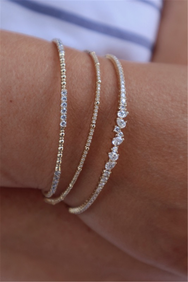 Sophisticated & Timeless Diamond Bracelets 14K Gold & Titanium Yellow Round Diamond Flexible Bangle Bracelet - 0.15 CTW, Size 6.75 Inch