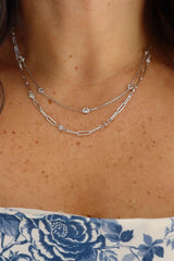 Elegant Diamond Necklaces 14K White Gold 0.56 Carats Diamond Station Necklace - 18 Inch