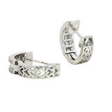 Classic & Contemporary 18K White Gold 0.62 Carats Baguette & Round Diamond Huggie Earrings
