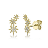 Classic & Contemporary 14K Yellow Gold 0.06 Carats Diamond Star Ear Climbers Earrings