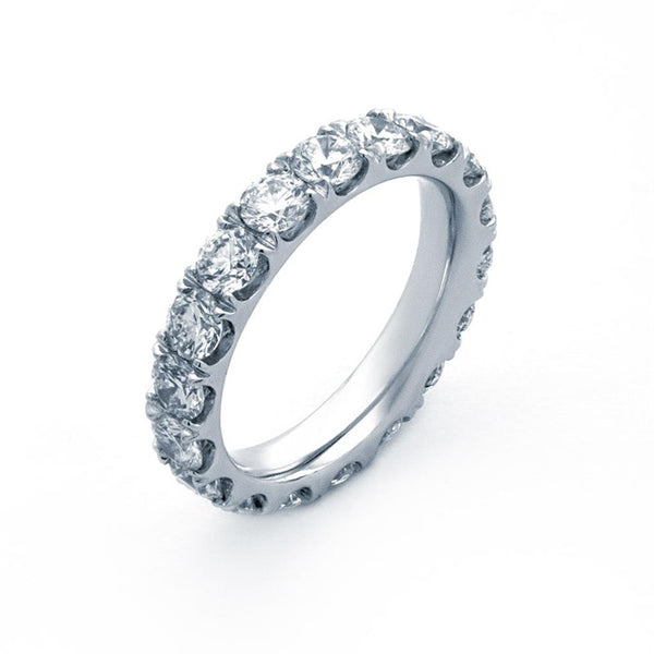 Elegant Diamond Bands 18K Gold White 3.53 Carats Diamond Anniversary Band