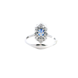 Bold & Elegant Vintage Inspired Fashion 18K White Gold 0.72 Carat Blue Sapphire & 0.35 Carat Diamond Ring