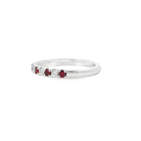 Bold & Elegant 14K Gold White Stackable Color Stone Fashion Bands - Alternating Stackable Band Ruby 0.48 Carats & Diamonds 0.28 Carats