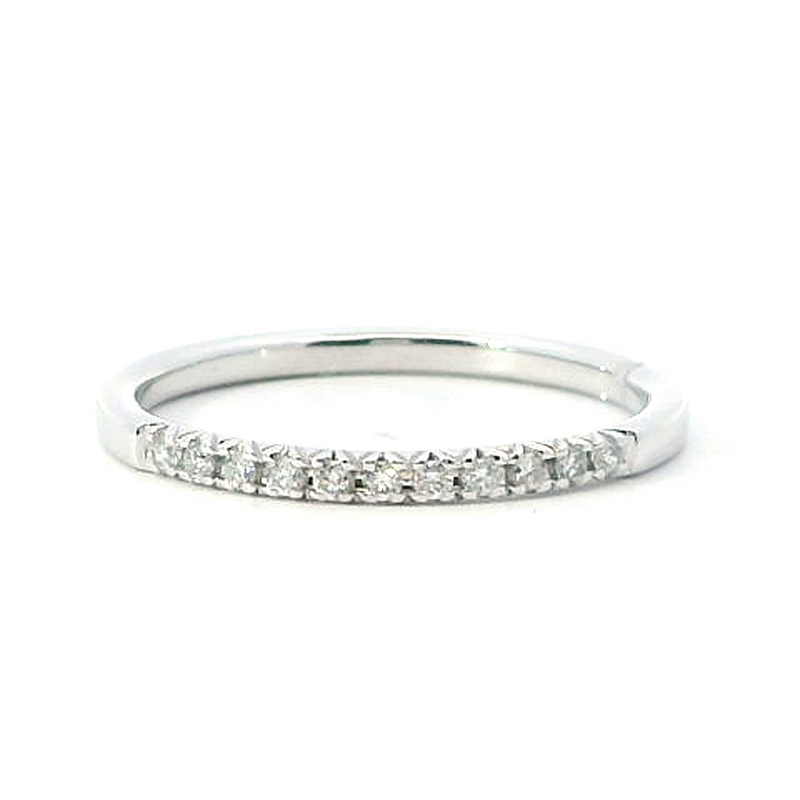 Elegant Diamond Bands 10K Gold White Stackable 1/10 Carats Diamond Anniversary Band