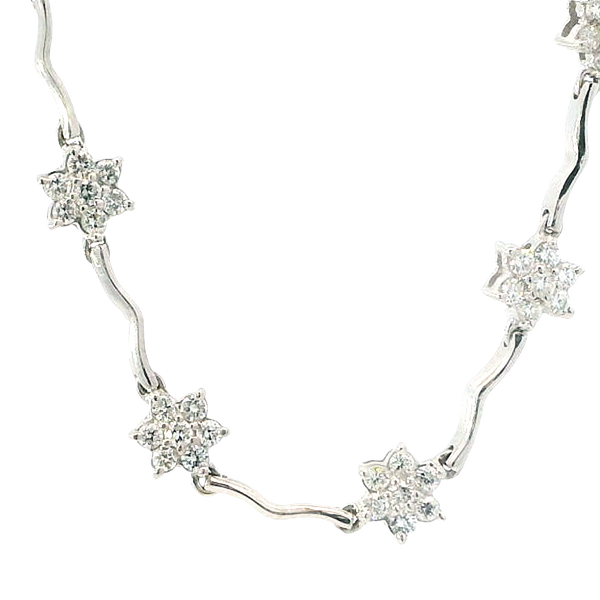 Elegant Diamond Necklaces 18K White Gold 1.19 Carat Diamond Floral Inspired Station Necklace