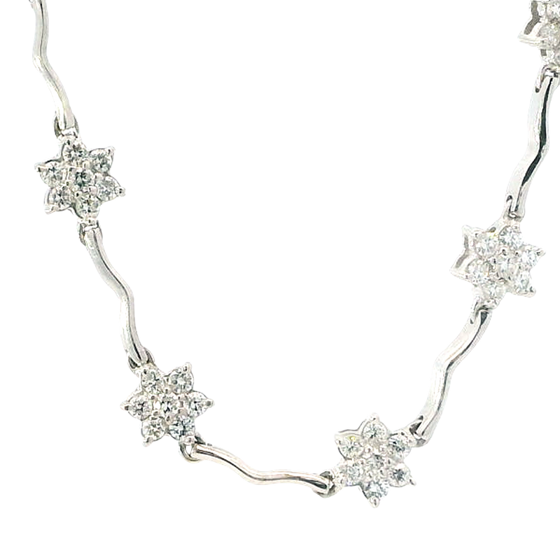 Elegant Diamond Necklaces 18K White Gold 1.19 Carat Diamond Floral Inspired Station Necklace