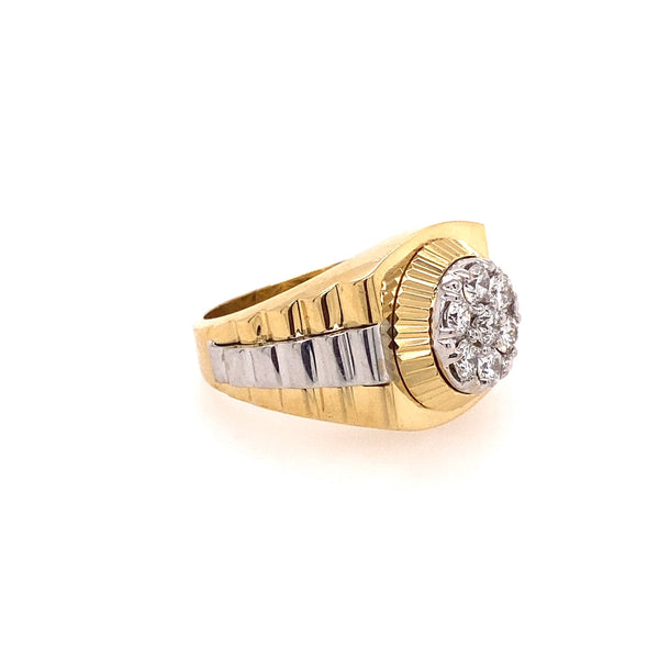 Two-Toned 14 Karat Gold 1.05 Carats Diamond Rolex Style Ring