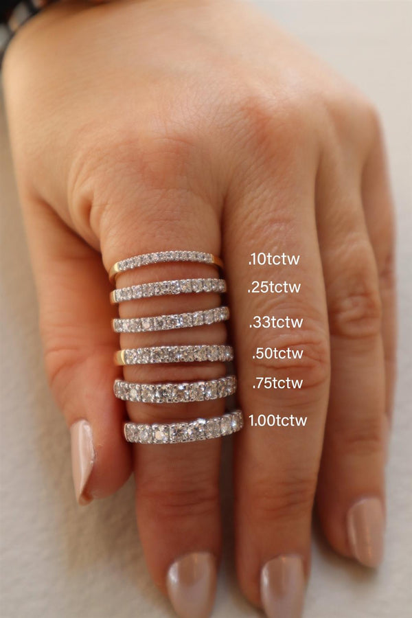Elegant Diamond Bands 10K Gold Yellow Stackable 1.0 Carats Diamond Anniversary Band