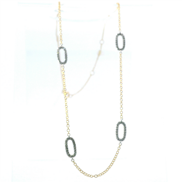 Elegant Diamond Necklaces 18K Yellow  Gold 0.89 Carats Diamond Link Station Necklace - 18 Inch