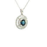 Vibrant 18K White Gold 0.34 Carats Sapphire & 0.45 Carats Diamonds Drop Pendant