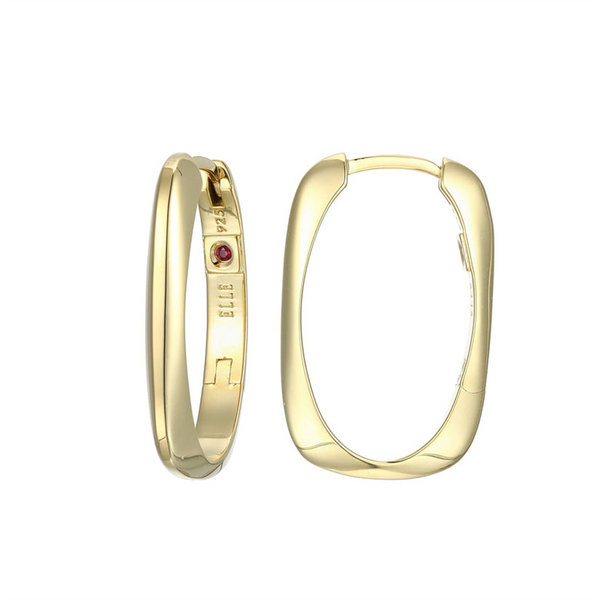 Yellow Silver Plate Medium Hoop Earrings