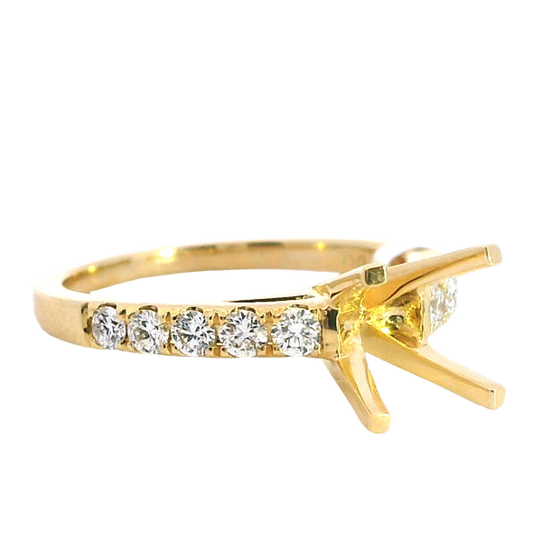Elegant Diamond Mountings 18K Yellow Gold 2.0 Carats Round Setting -  0.40 Carats Diamond Ring