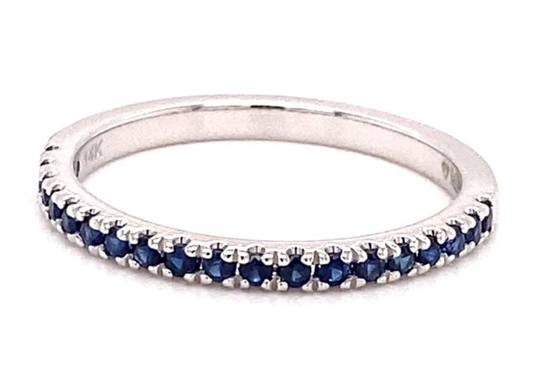 MPJ EXclusive Bold & Elegant 14K Gold White Stackable Sapphire Fashion Band- 0.34 Carats, Size 3.5