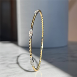 Sophisticated & Timeless Diamond Bracelets 14K Gold Yellow & Tiotanium 0.21 Carats Diamond & Milgrain Flexible Bangle Bracelet - 0.21 CTW, Size 6.75 Inch