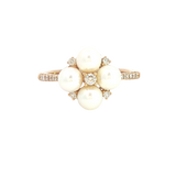 Elegant Pearl Rings Classic & Timeless Designs - 10K Yellow Gold Cultured Pearls & 0.15 Carats Diamond Ring