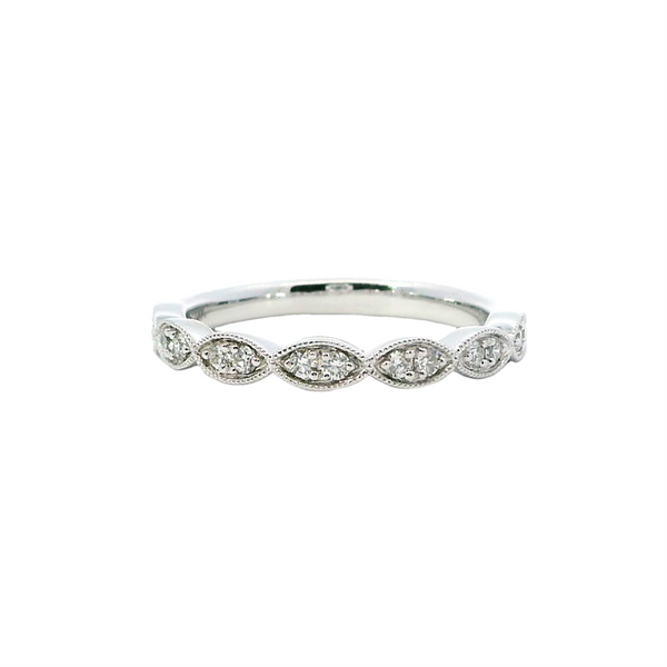 Elegant Diamond Bands 14K Gold White Stackable Milgrain 0.20 Carats Diamond Anniversary Band
