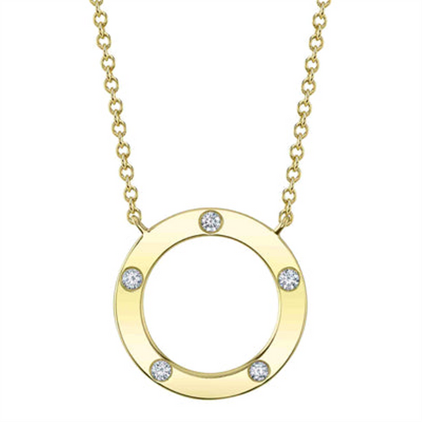 Elegant Diamond Necklaces 14K Yellow Gold 0.07 Carats Diamond Necklace - 18 Inch