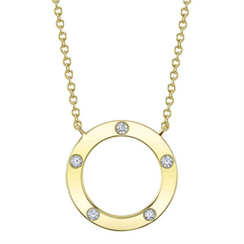 Elegant Diamond Necklaces 14K Yellow Gold 0.07 Carats Diamond Necklace - 18 Inch