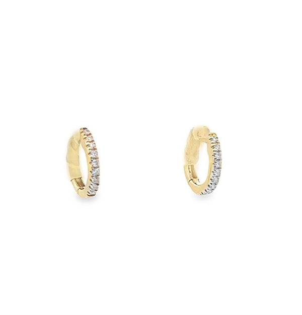 Yellow 14 Karat Gold 0.04 Carats Diamond Huggie Earrings