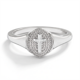 Sterling Silver Signet Cross Ring
