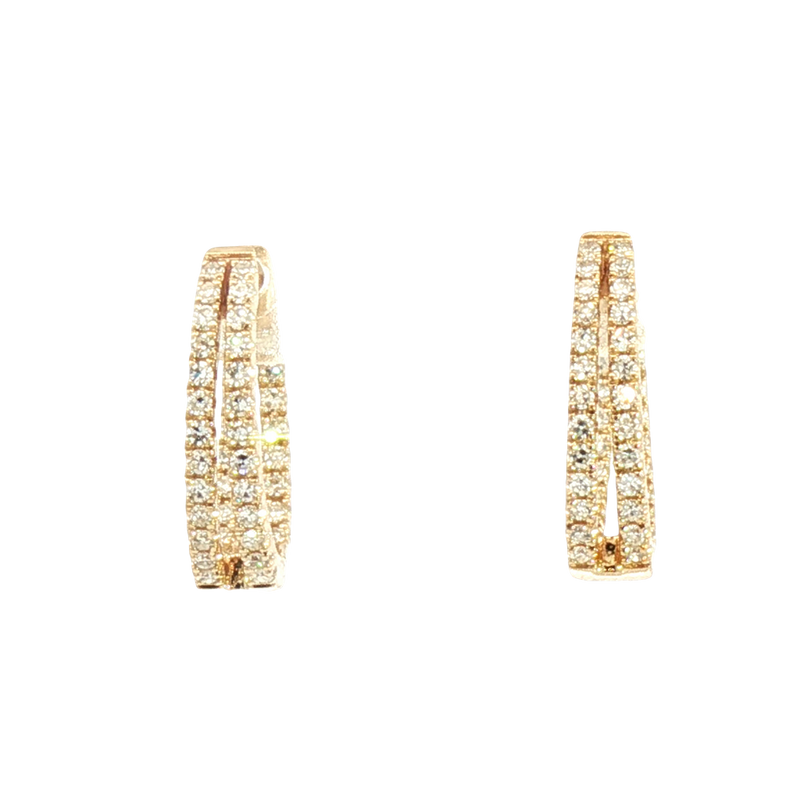 Classic & Contemporary 14K Yellow Gold 0.52 Carats Diamond Medium Oval Hoop Earrings