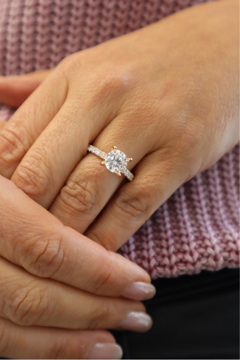 Elegant Diamond Mountings 14K Gold Yellow Diamond Accented Round Engagement Ring - 0.35 Carats Accent Diamonds
