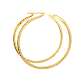 Classic & Contemporary 18K Yellow Gold 1.39 Carats Diamond 41.2 MM Inside Out Hoop Earrings