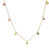 Vibrant Colored Stone Necklaces 14K Yellow Gold 0.40 Carats Multi Colored Sapphire Drop Necklace - 18 Inch