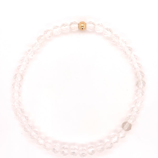 April Birthstone Clear Quartz Bead Bracelet