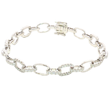 Sophisticated & Timeless Diamond Bracelets 18K White Gold 2.35 Carats Diamond Oval Link Bracelet - 7 Inch