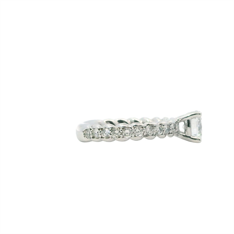 Elegant Diamond Mountings 14K Gold White Diamond Accented Round Engagement Ring - 0.65 Carats Accent Diamonds