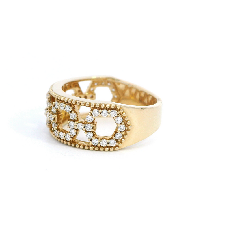 Contemporary Diamond Fashion Bands & Rings 14K Yellow Gold Open Link Diamond Accented 8.5mm Fashion Band, 0.55 Carats