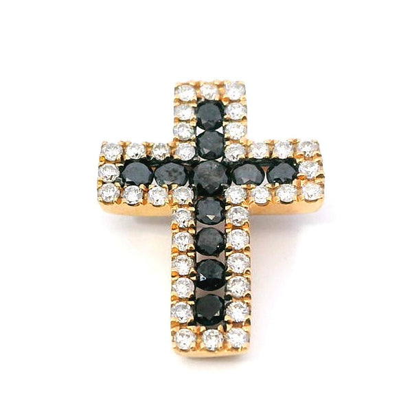 Elegant Diamond Necklaces & Pendants 18K Rosé Gold 0.70 Carats Black & White Diamond Cross Pendant