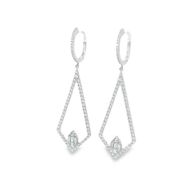 White 18 Karat Gold 1.15 Carats Diamond Dangle Earrings