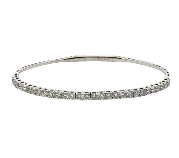 White 14 Karat Gold 1.94 Carats Diamond Flex Bangle Bracelet